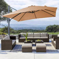 10 ft Square Cantilever Patio Umbrella with Crank and Cross Base O418947