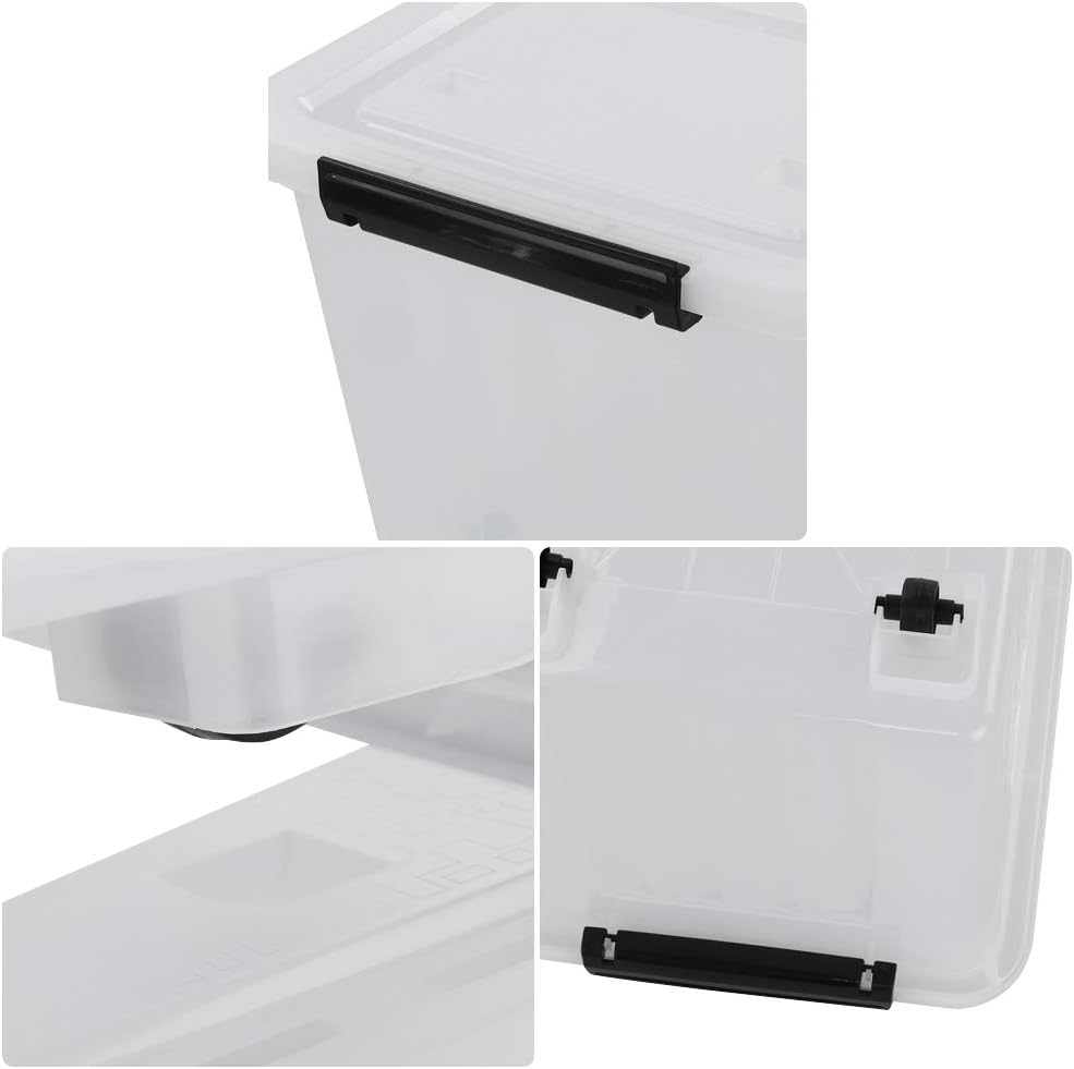 Clear Plastic Storage Box with Wheels, Set of 4 Q286