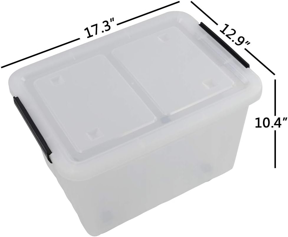 Clear Plastic Storage Box with Wheels, Set of 4 Q286
