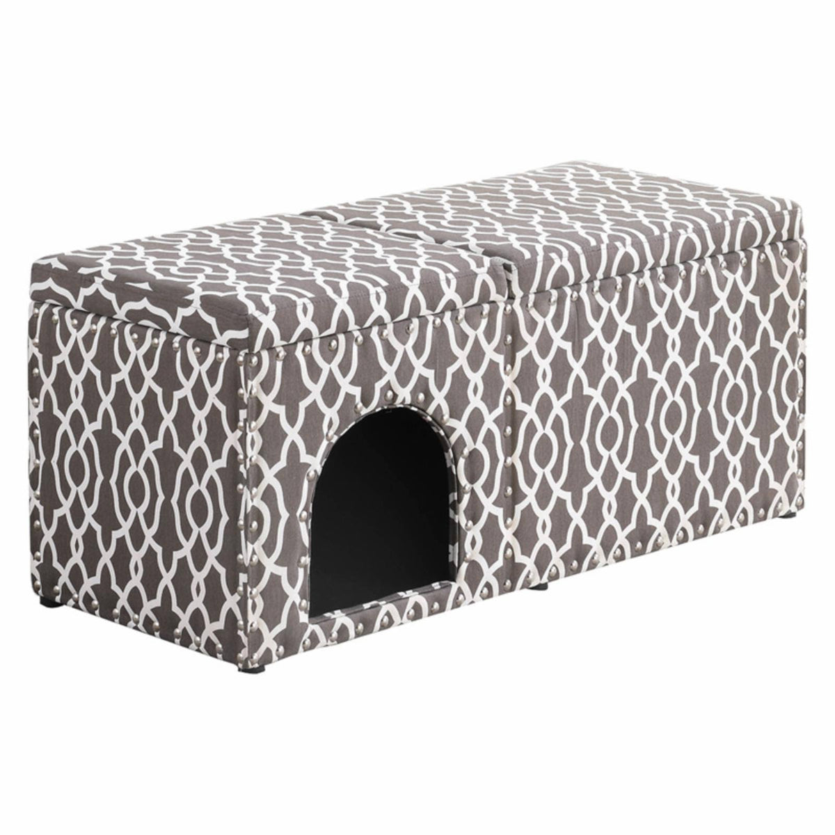 Smoky Gray Pet Housing with Storage Bench J198913