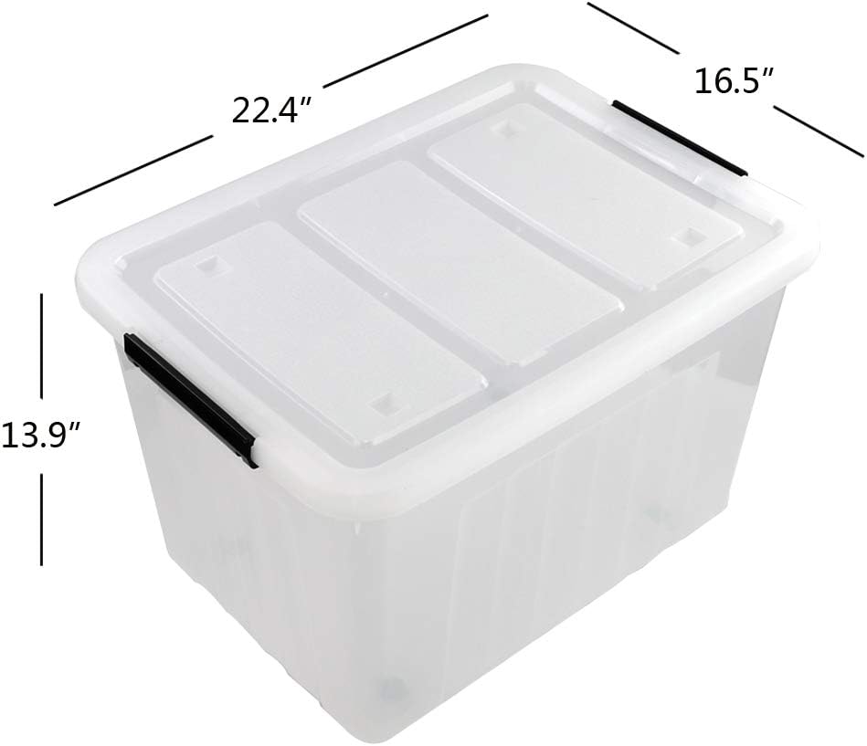 Clear Plastic Storage Box with Wheels, Set of 4 Q286