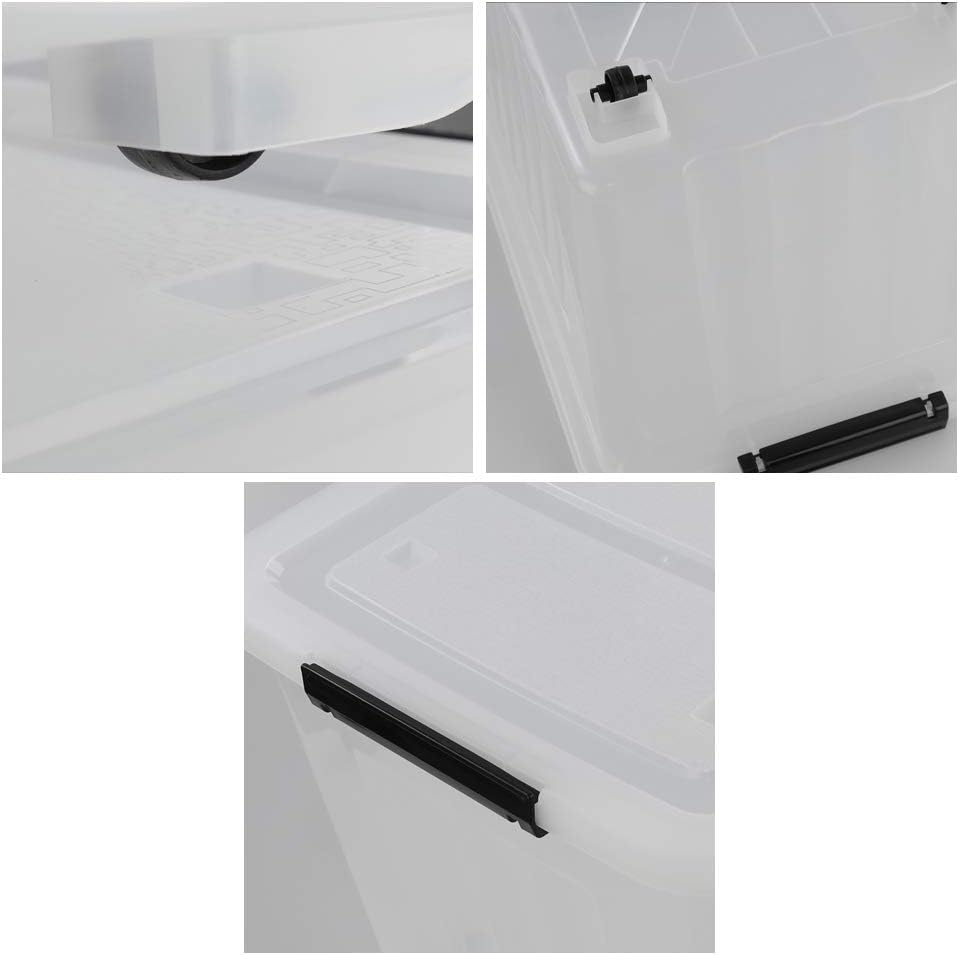 Clear Plastic Storage Box with Wheels, Set of 4 Q286