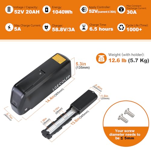 36V 48V 52V Ebike Battery Pack with 3A Fast Charger W849