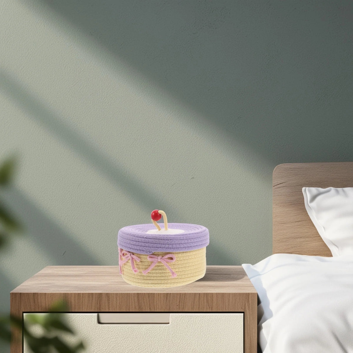 Woven Cotton Rope Basket With Lid Y74664