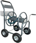 4 Wheels Portable Garden Hose Reel Cart with Storage Basket S146900