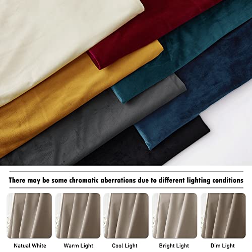 Grey Velvet Curtains 108 inch, 2 Pcs B40632