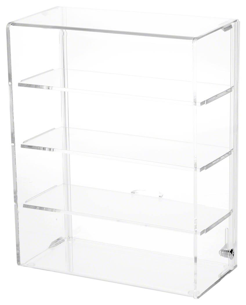 Clear Acrylic Sliding Back Locking Display Case, 3 Shelves W80726