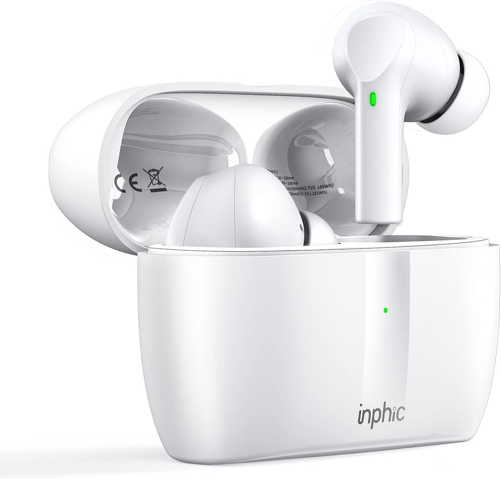 Wireless Bluetooth Earbuds Noise Cancelling IPX7 Waterproof with Microphone White Pack of 2 H618