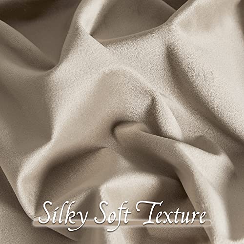 Grey Velvet Curtains 108 inch, 2 Pcs B40632