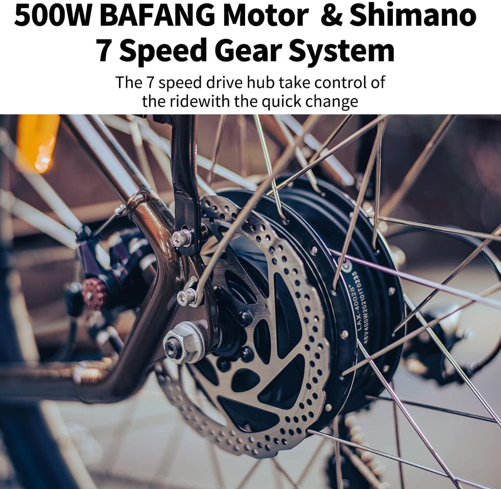 500W 28" Electric Bike with 48V 12.8AH Lithium Battery and Shimano 7 Speed N57848