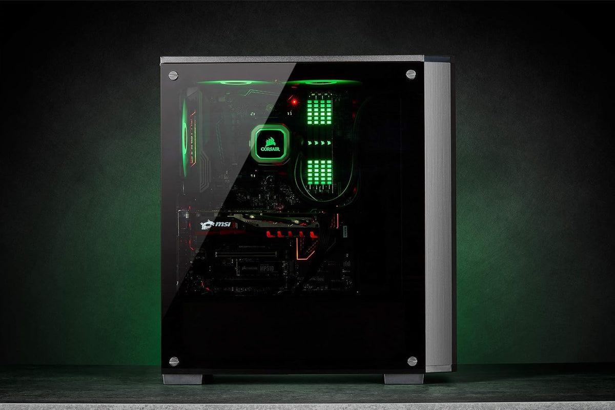 Black Tempered Glass Mid-Tower ATX Gaming Case J101273