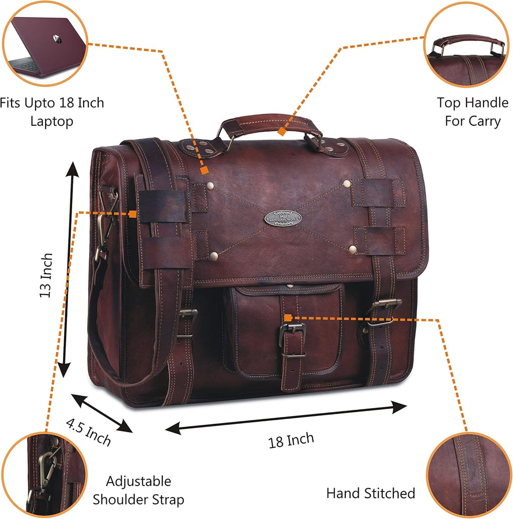 Distressed Leather Messenger Bag Satchel (13 X 18) H39350