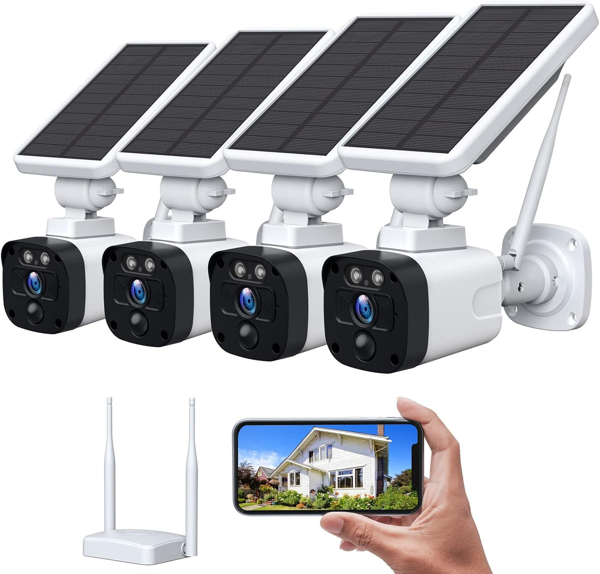 4 Camera Set Solar Security Camera System with Base Station F811