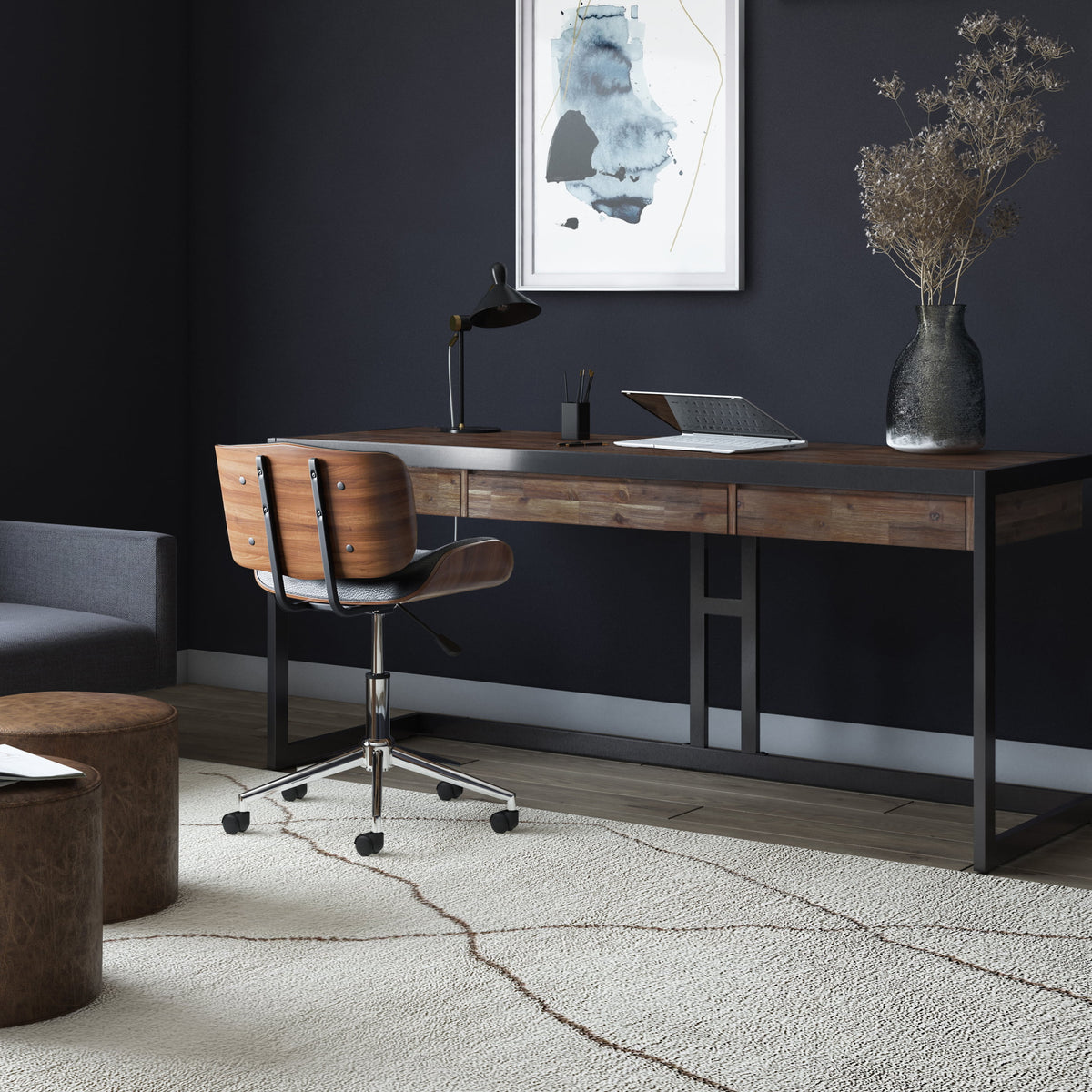 72 inch Wide Solid Acacia Wood Desk L1571