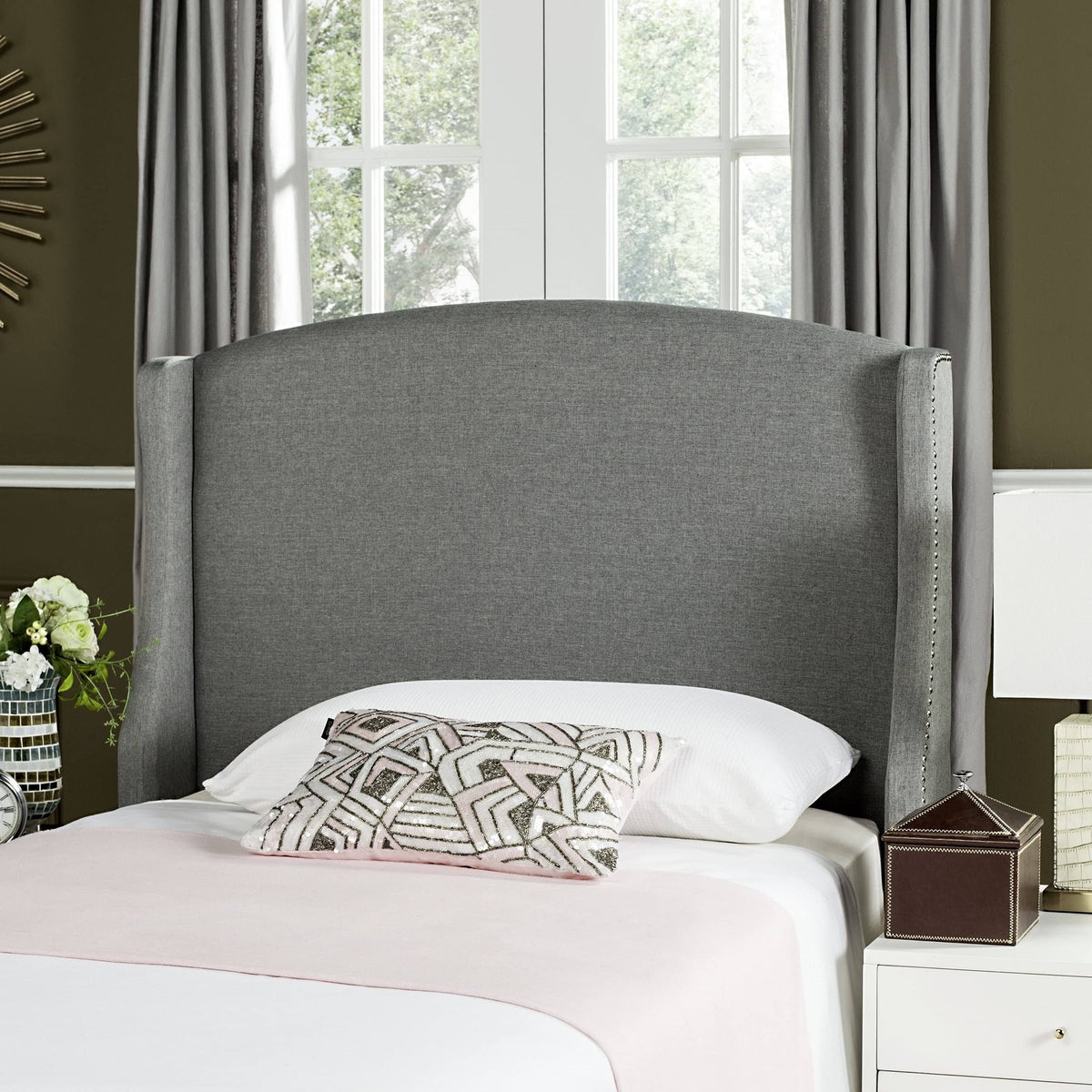Grey Twin Linen Headboard A27312