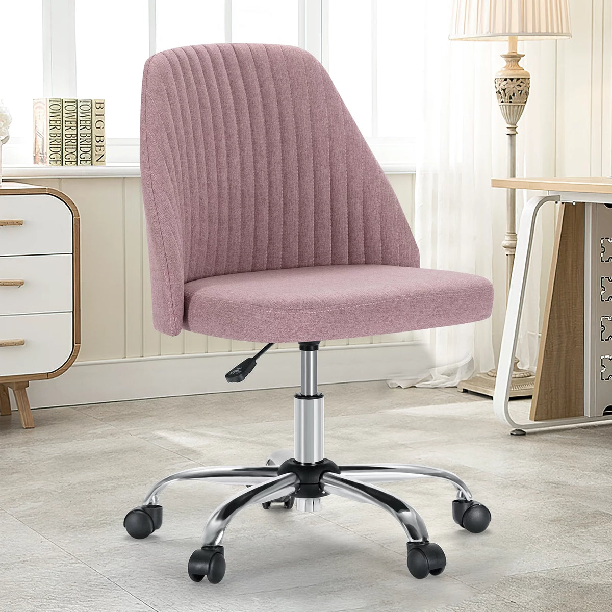 Green Twill Fabric Adjustable Swivel Armless Desk Chair K310