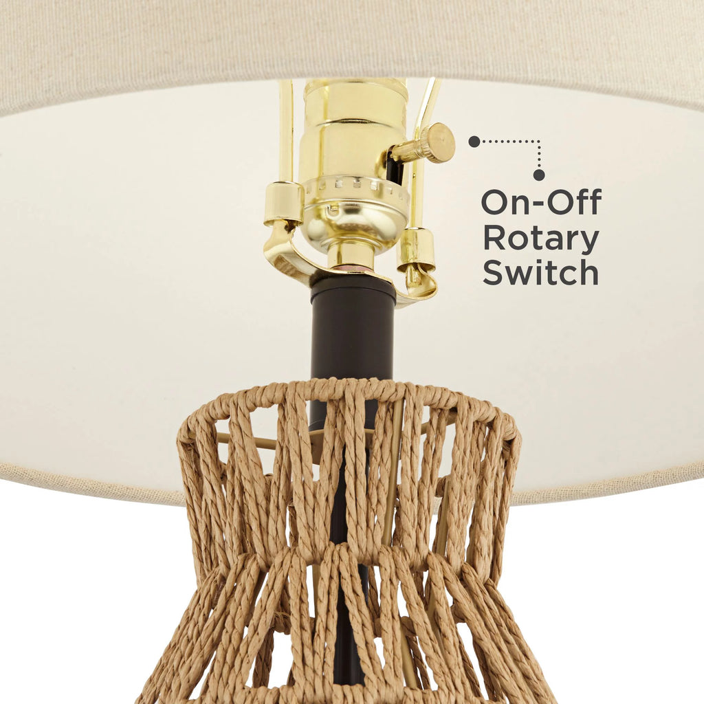 Set of 2 29" Tall Natural Rattan Wicker Table Lamps L890