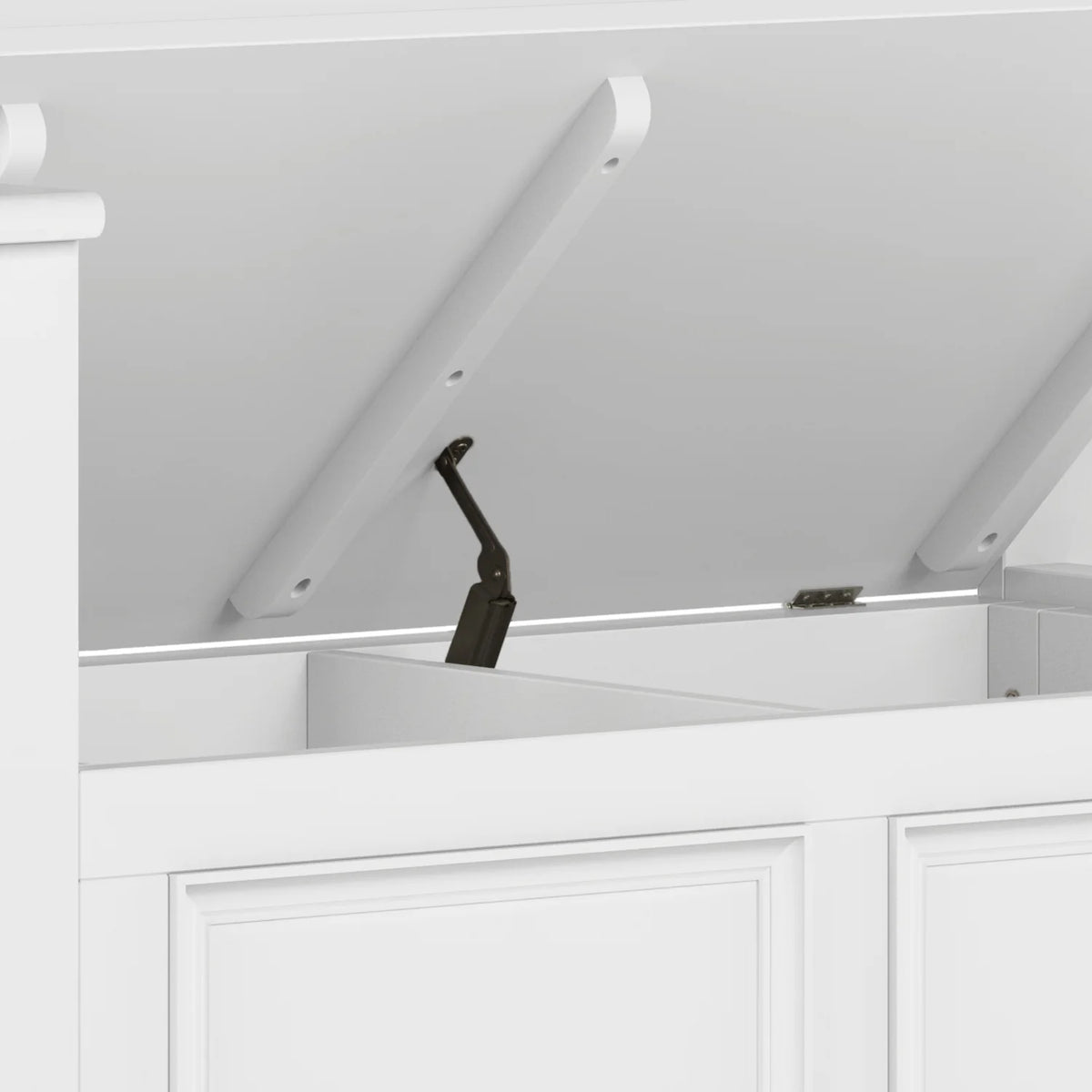White Solid Wood 36 Inch Storage Bench N365586