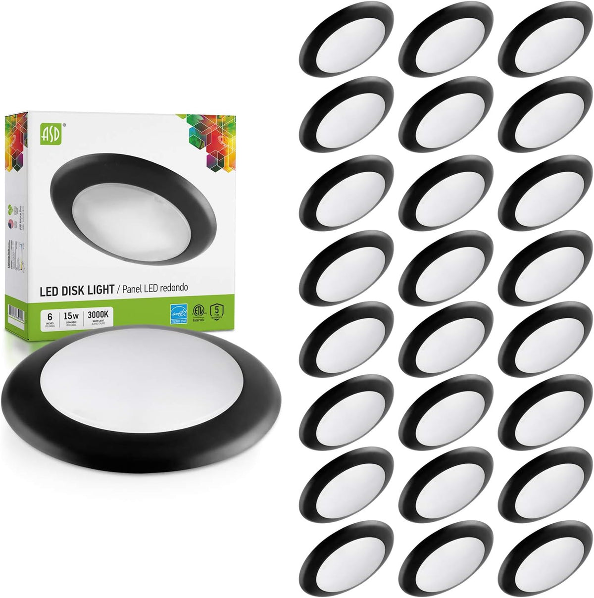 24 Pack 6 Inch LED Disk Light Dimmable Recessed Ceiling Light White Finish 4000K Wet Location Z508366