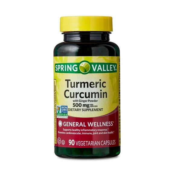 Turmeric Curcumin Ginger Dietary Supplement Vegetarian Capsules 500 mg 90 Count B1904