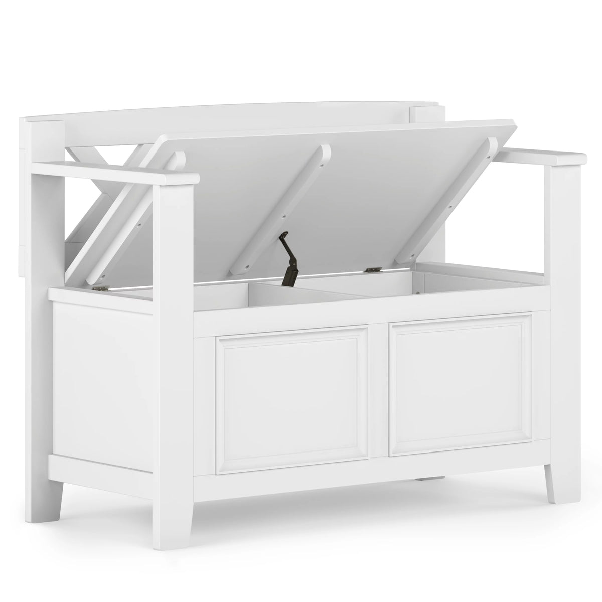 White Solid Wood 36 Inch Storage Bench N365586