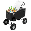 80 Quart Rolling Cooler Ice Chest with Long Handle and 10 Wheels Q50489