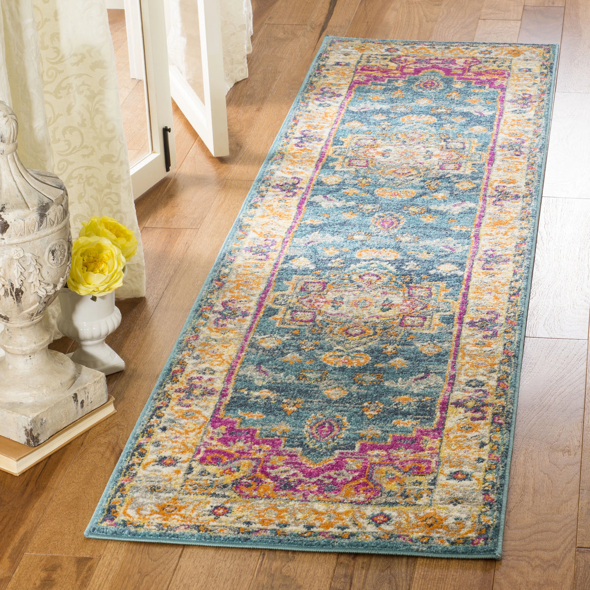 Blue Multi Floral Runner Rug 2'3" x 10' Y37534