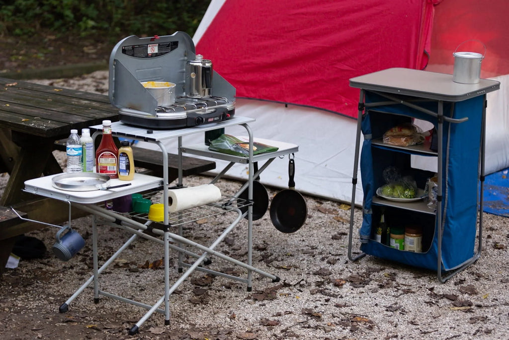 Camp Kitchen Cooking Stand with Three Table Tops W147
