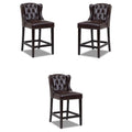 26" Tufted Faux Leather Bar Stool Set of 3 X838
