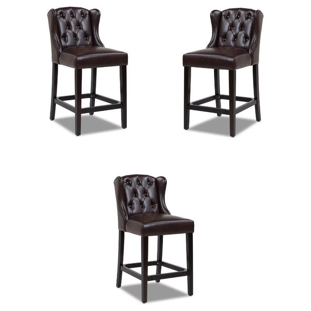 26" Tufted Faux Leather Bar Stool Set of 3 X838