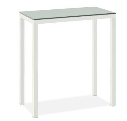 Modern Parsons Bar Table with Satin Etched Tempered Glass Top and White Base T680865