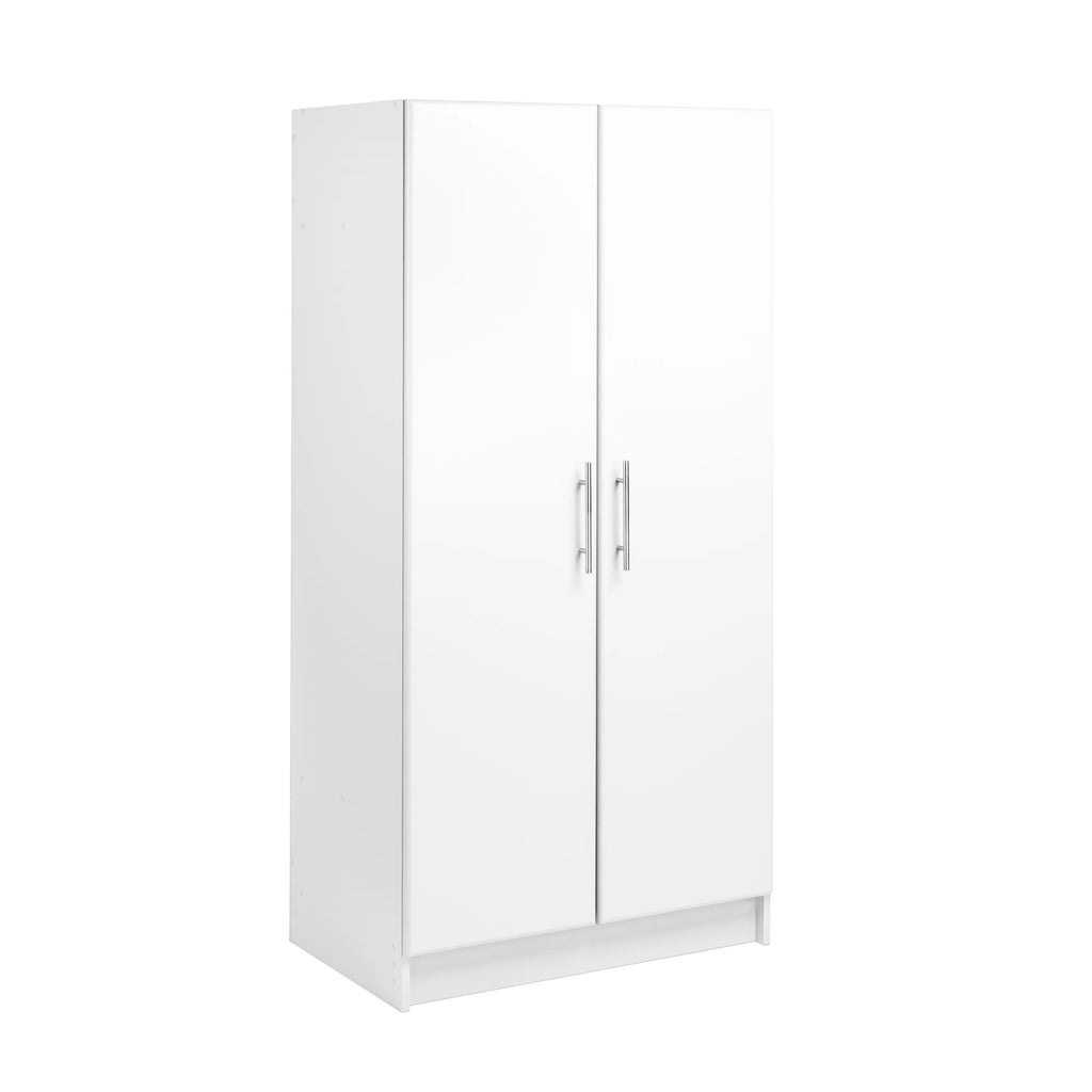 White Wardrobe Closet & Cabinet with Hanging Rail J8319