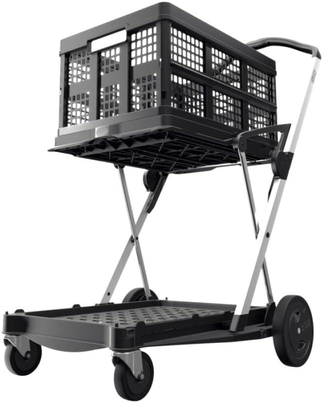 Pink Collapsible Shopping Cart with Storage Crate I3480