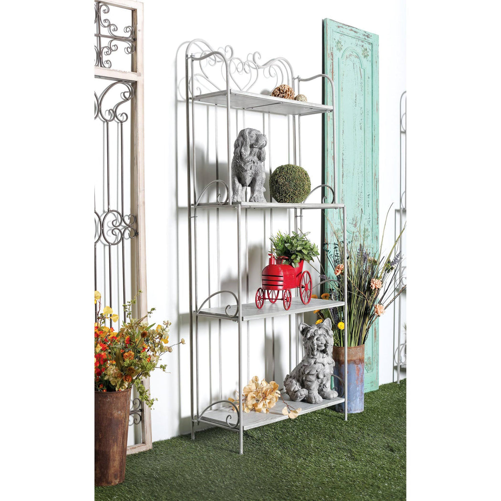 Gray Wood and Iron Four-Tier Bookshelf F80023