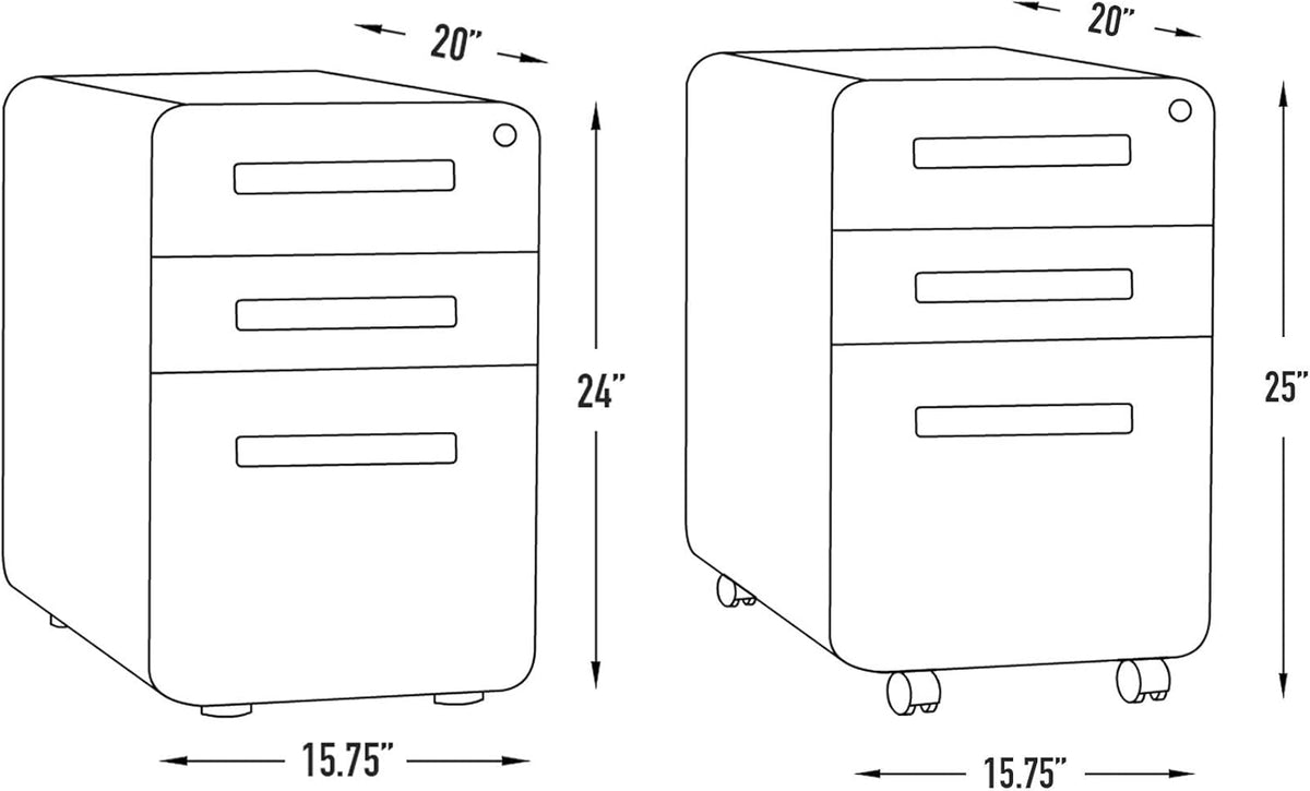 3-Drawer Mobile File Cabinet Blue Faceplate Z7735