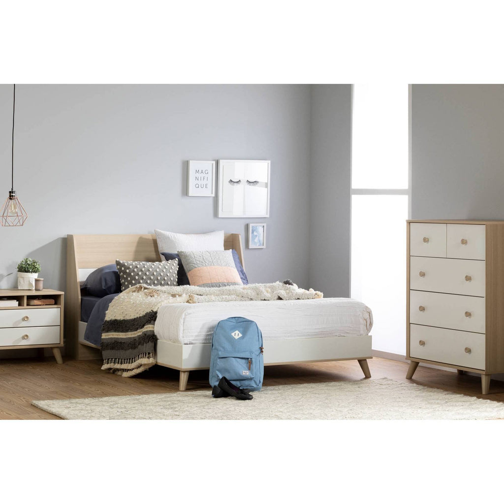 Full Soft Elm and Pure White Bed X143