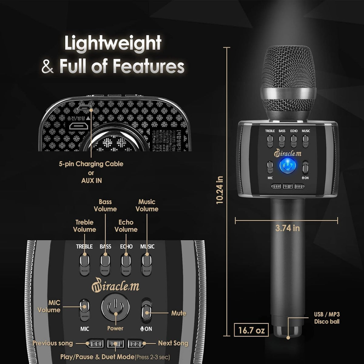 Bluetooth Wireless Karaoke Microphone with Speaker A632636