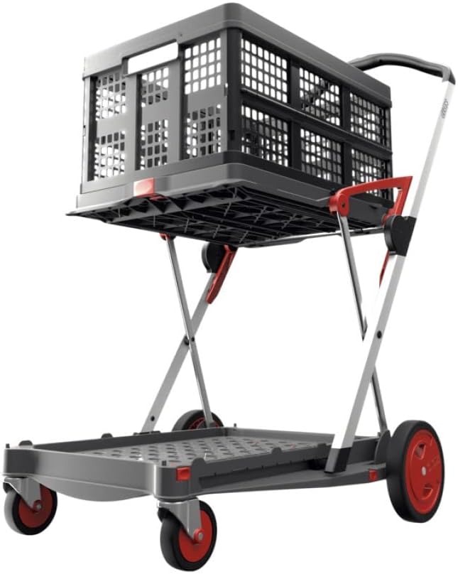 Pink Collapsible Shopping Cart with Storage Crate I3480