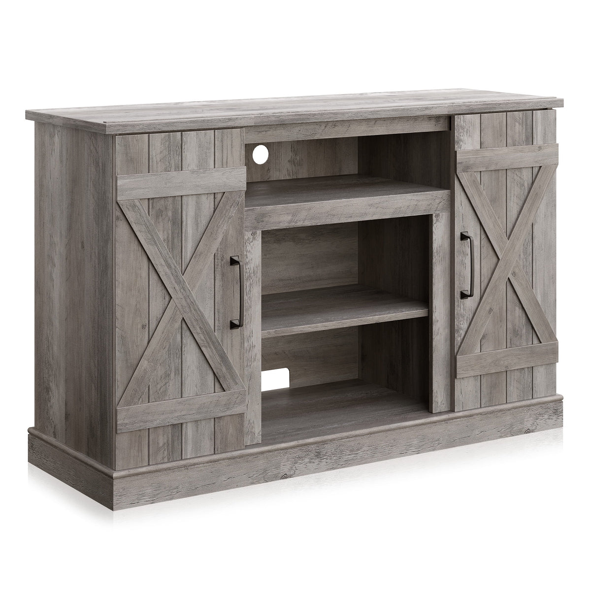 Gray Wash TV Stand Media Entertainment Center I386322
