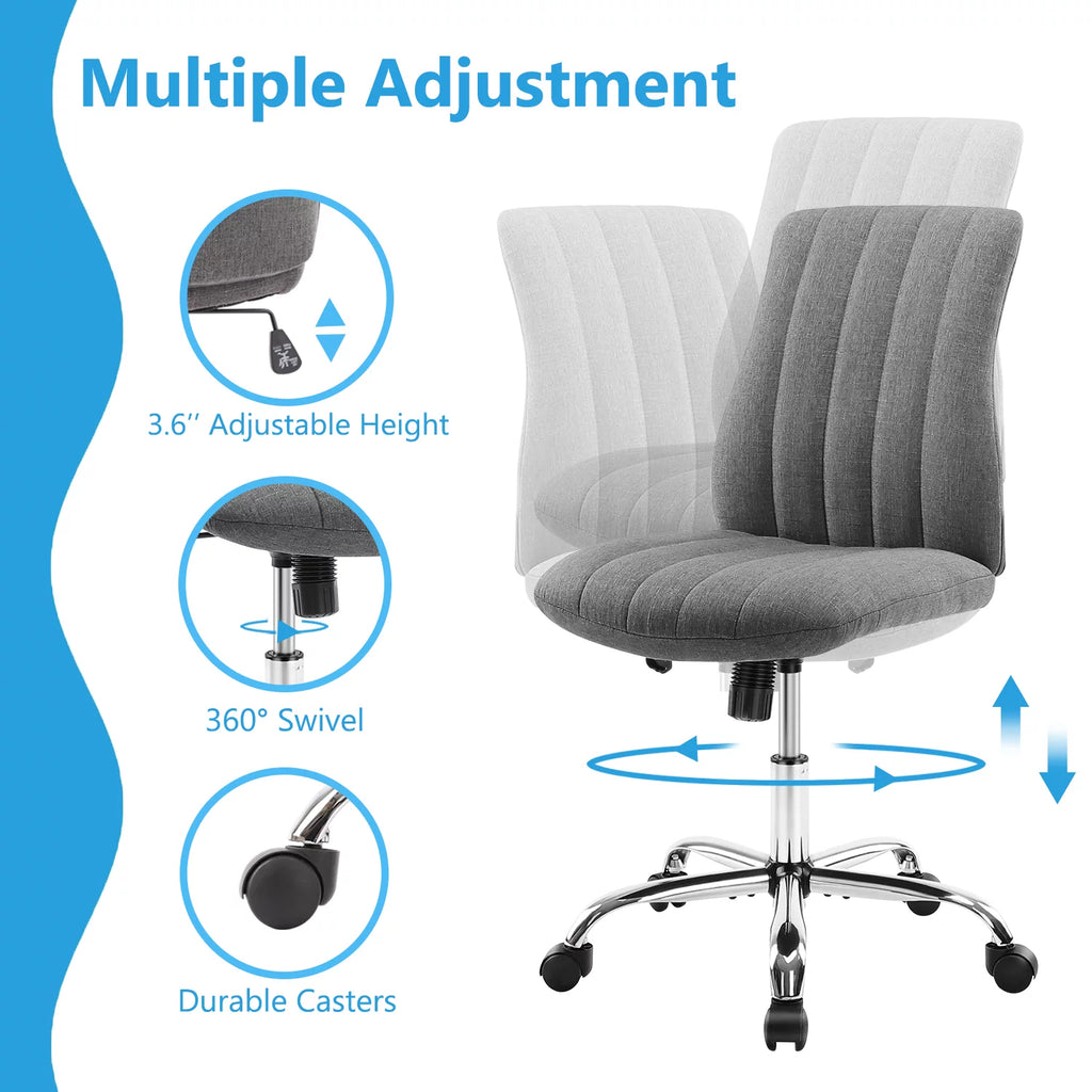 Green Twill Fabric Adjustable Swivel Armless Desk Chair K310