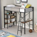 Twin Size Metal Loft Bed with Shelves and Desk C577296