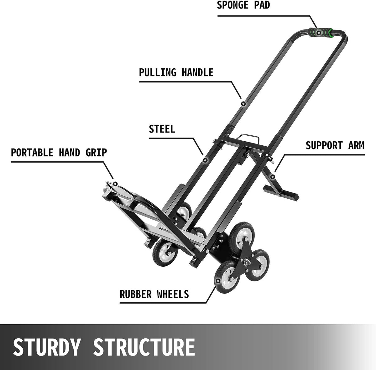 Portable Folding Stair Climber Hand Truck with 6 Wheels S15423
