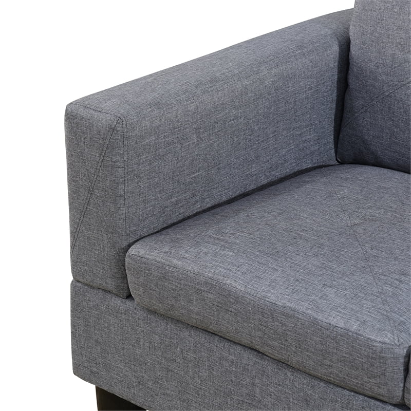 Microfiber Fabric Right Facing Sectional Grey T23621