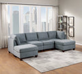 Grey Linen Like Fabric 6Pc Modular Sectional L924