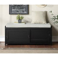 Black Wood Storage Bench with 2 Cabinets X7064