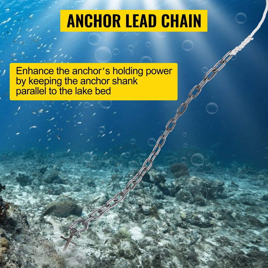 Boat Anchor Chain 15' x 5/16" Galvanized Chain with 1/2" x 200' Nylon Rope P638