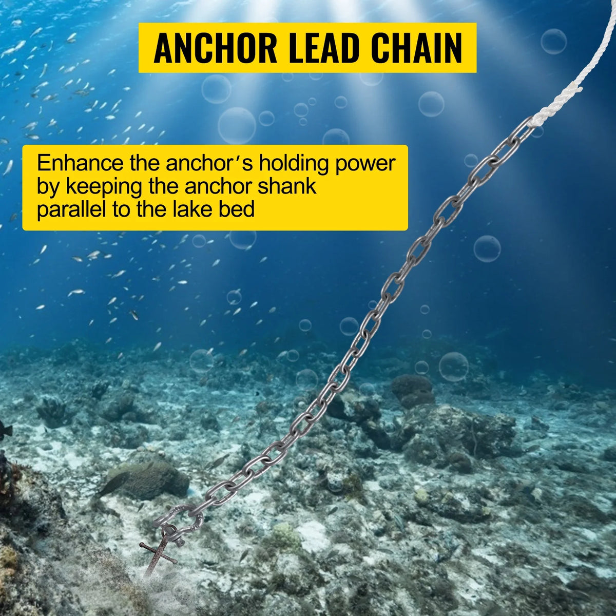 Boat Anchor Chain 15' x 5/16" Galvanized Chain with 1/2" x 200' Nylon Rope P638