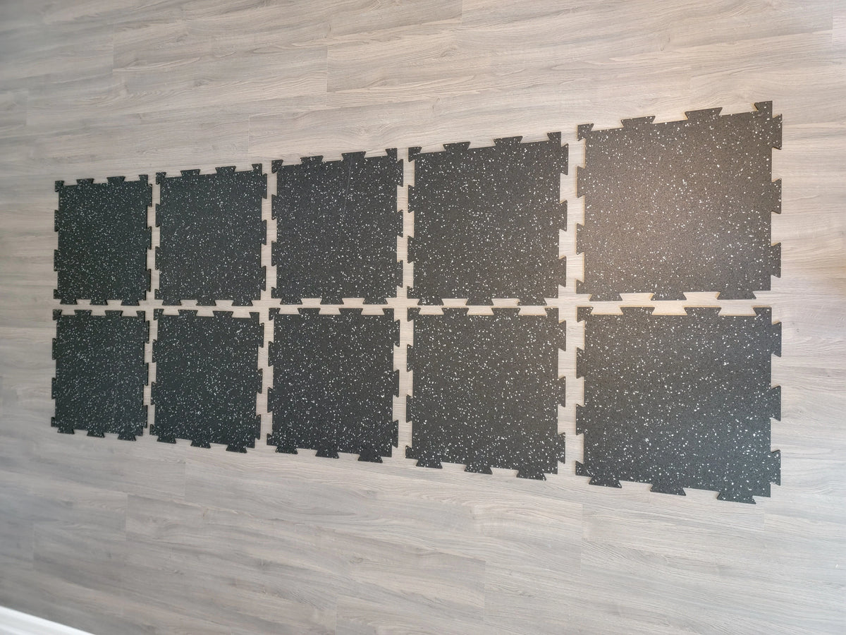 19 x 19 x 6mm Fitness Rubber Tiles, 23.5 SF, Grey, 10 Piece N746989