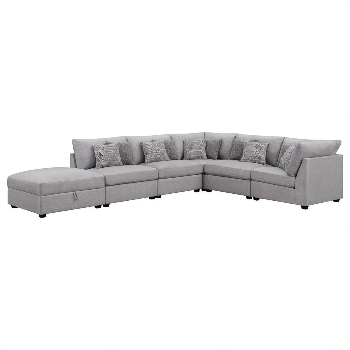 Gray 6-piece Fabric Upholstered Modular Sectional D161048