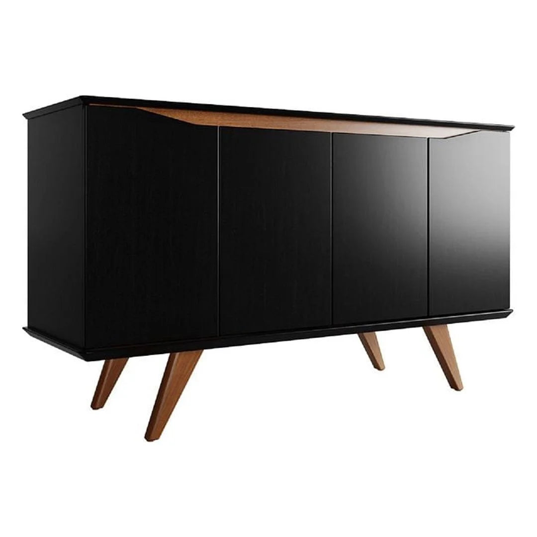 Black 4 Shelves Engineered Wood Sideboard H925